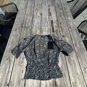 The Kooples SUMMER DOT Black and White Patterned Blouse